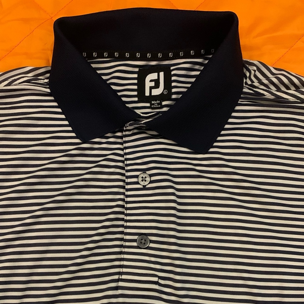 FootJoy Navy and White Striped Polo Shirt